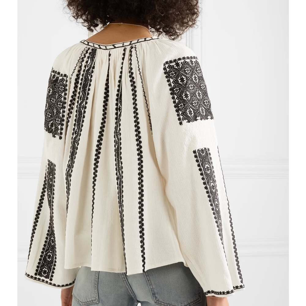 New ✨THE GREAT.  the Journey embroidered cotton-gauze top - Picture 7 of 8